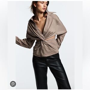 Zara Cut Out Long Slweve Collar Top 2143/259/737